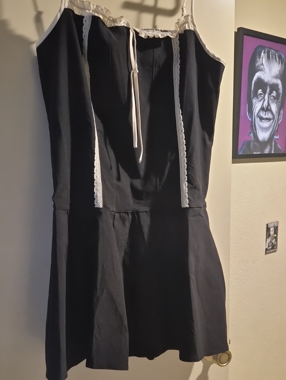 Torrid - Lovesick - Black Mini Dress with Cream Lace Trim and Tie - Picture 3 of 5